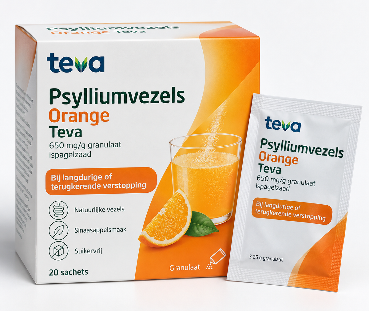 Fibra de psyllium gran naranja 20 sobres